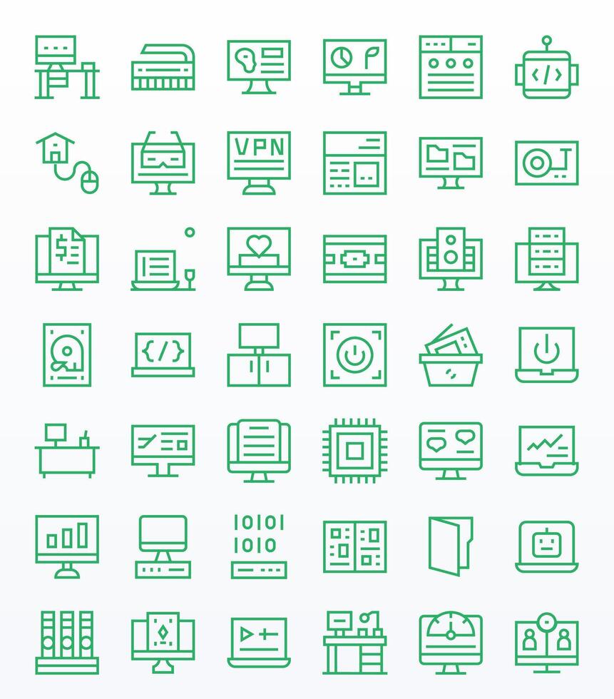 computadora icono colección con 42 256x256 regular línea diseños vector