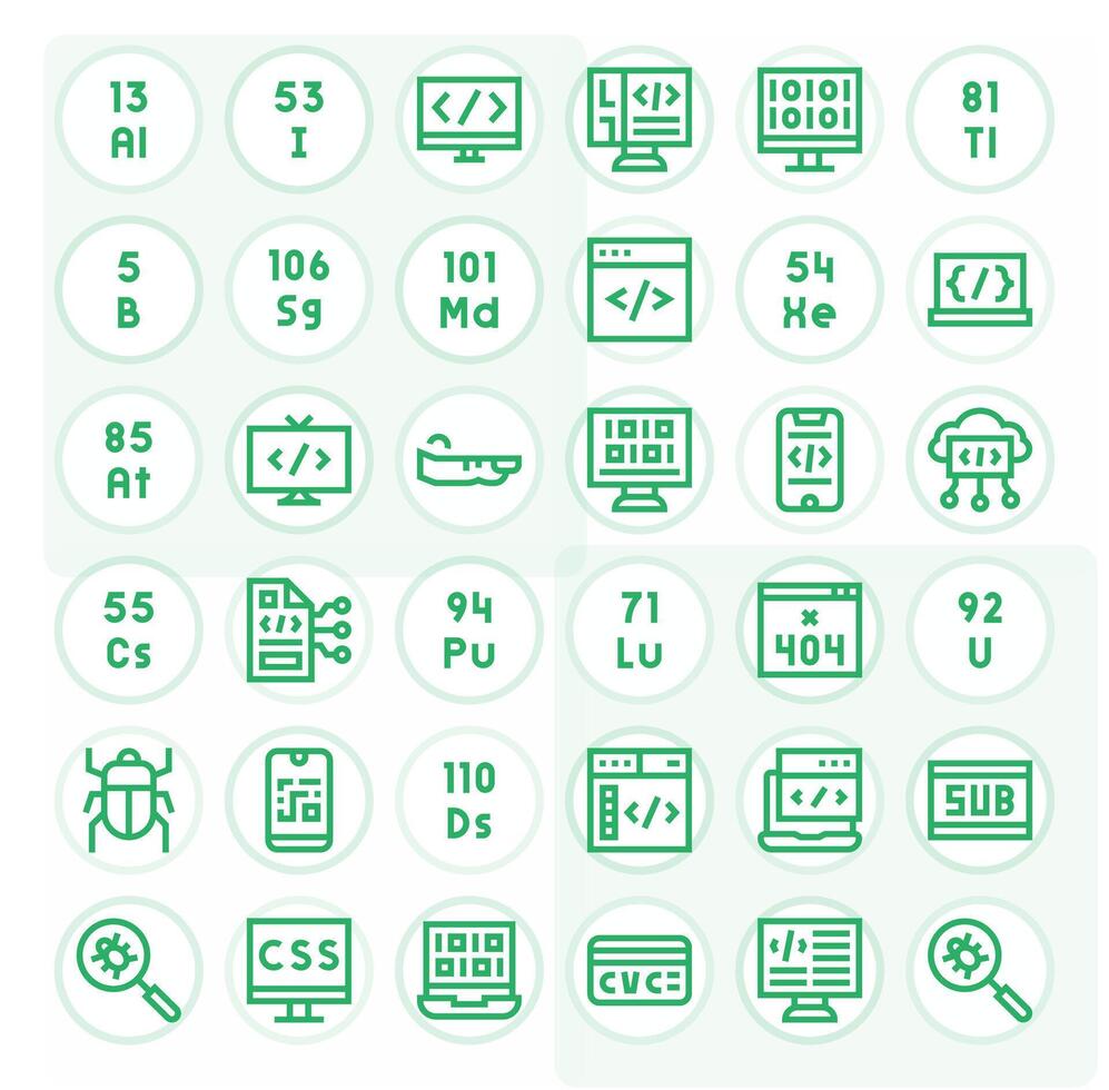 36 Bold Line Pixel Aligned Icons for Code Graphics vector