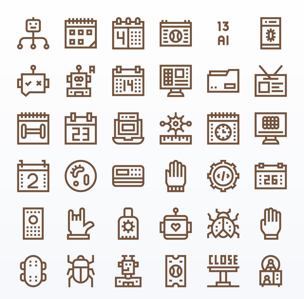 36 64x64 Bold Line Icons for Program with Display Perfect precision vector