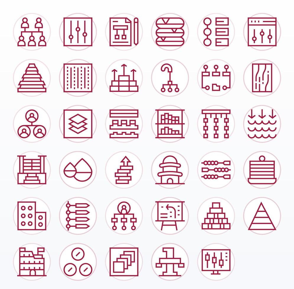 35 Icons for Levels featuring 64x64 Editable Regular Line Graphics vector