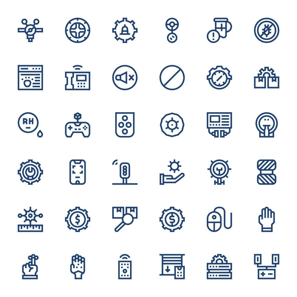 Control High Resolution Icon Pack with 36 Bold Line Pixel Aligned Elements vector