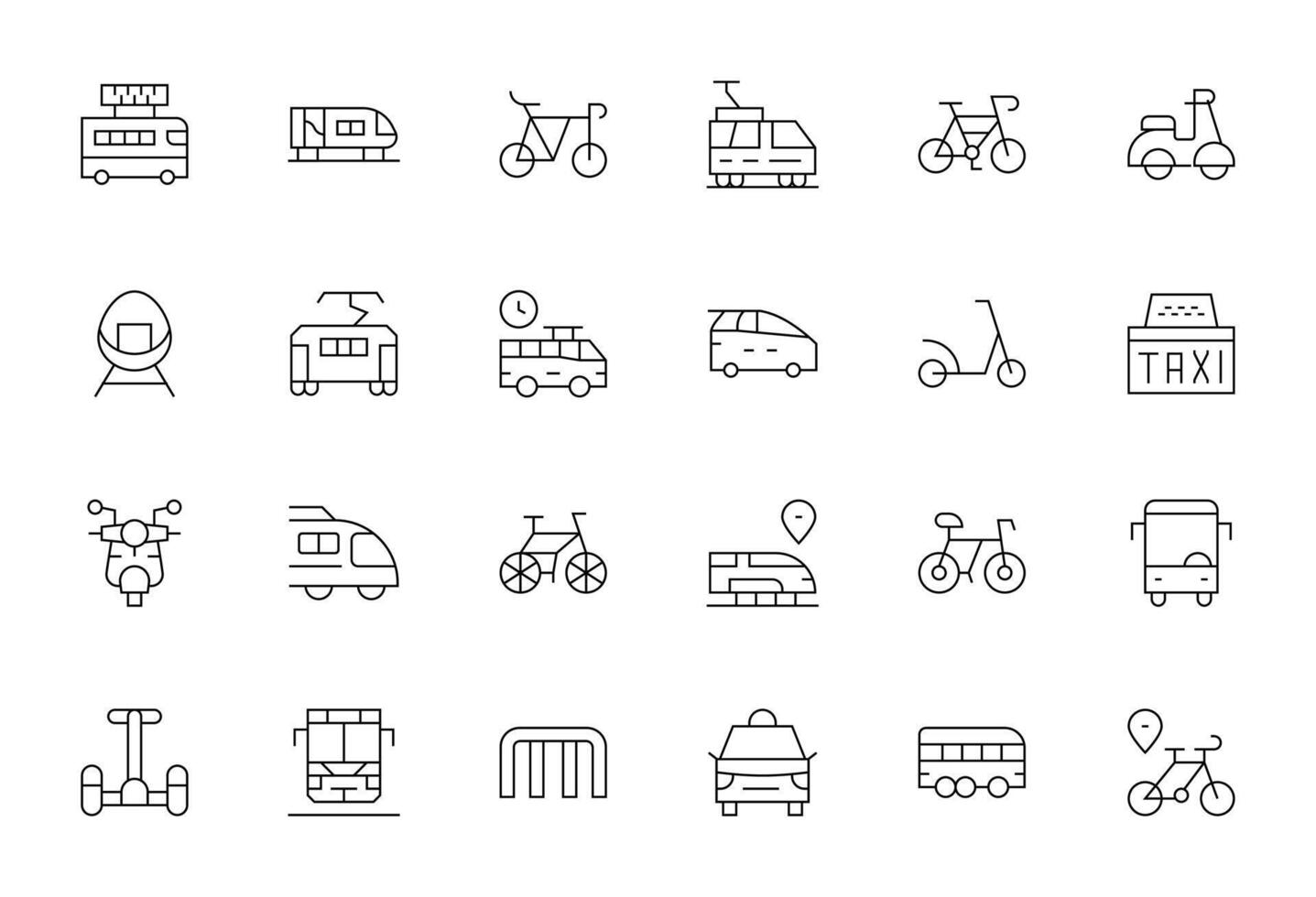Commuter Digital Pack containing 24 Display Perfect Thin Line High Resolution Icons vector