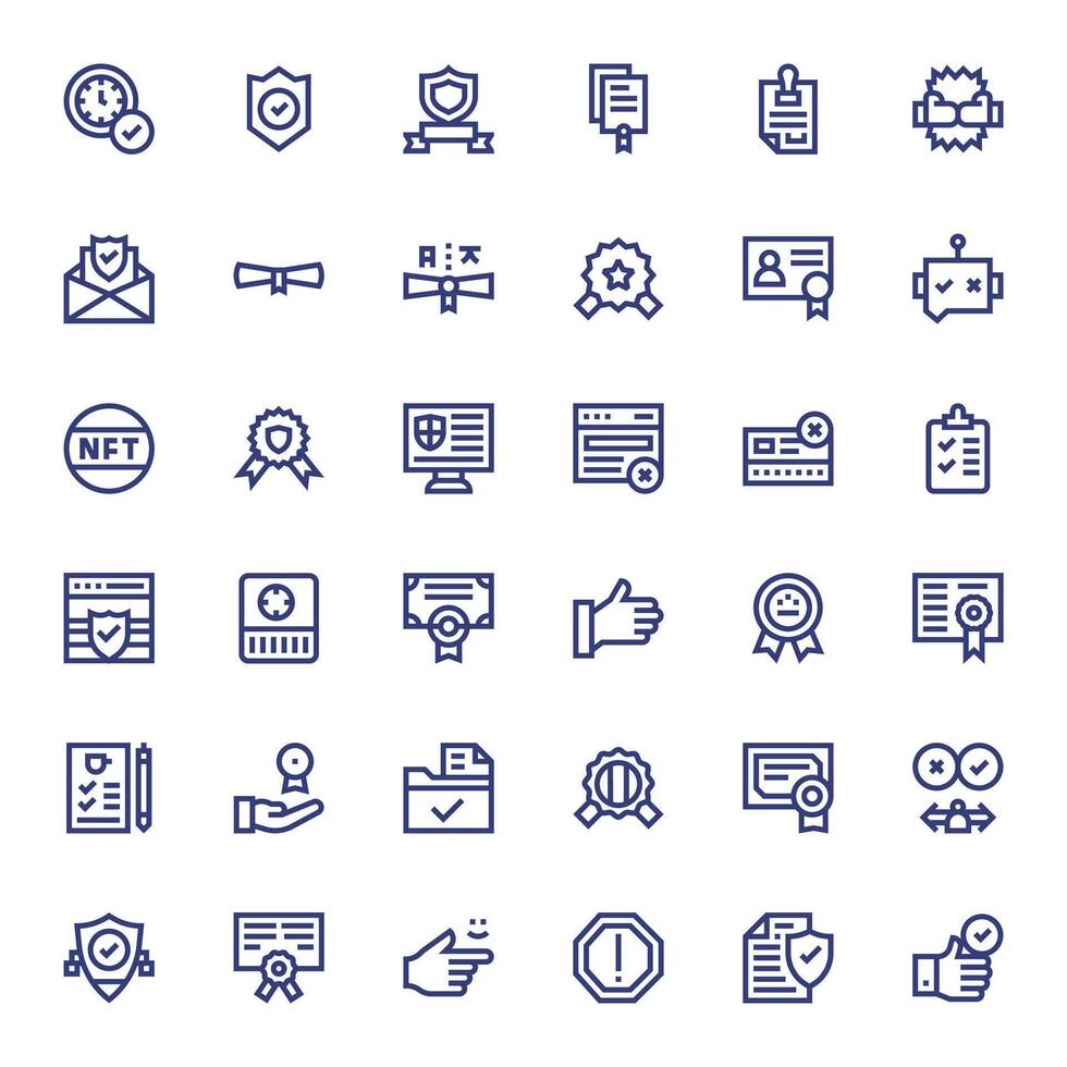 Validation Pixel Optimized Set with 36 High Resolution Bold Line Icons vector