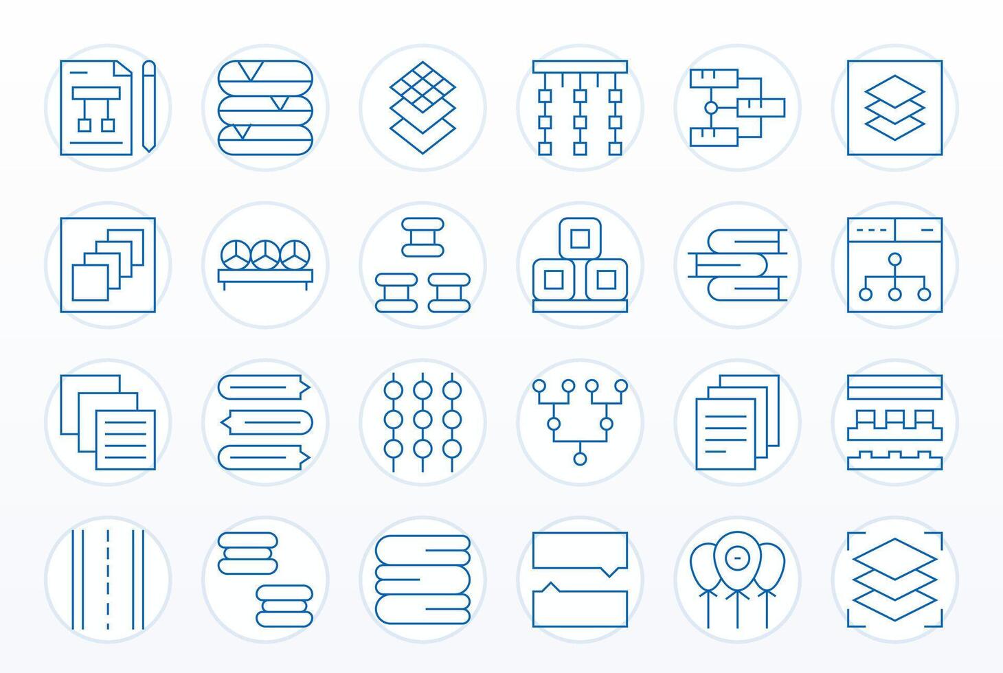 Grouping Icon Collection featuring 24 PIXEL Perfect High Resolution Thin Line Designs vector