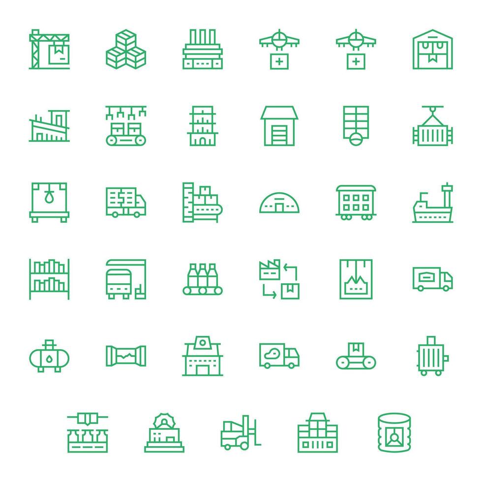 35 Regular Line Pixel Aligned Icons tailored for Supply Chain High Resolution interface vector