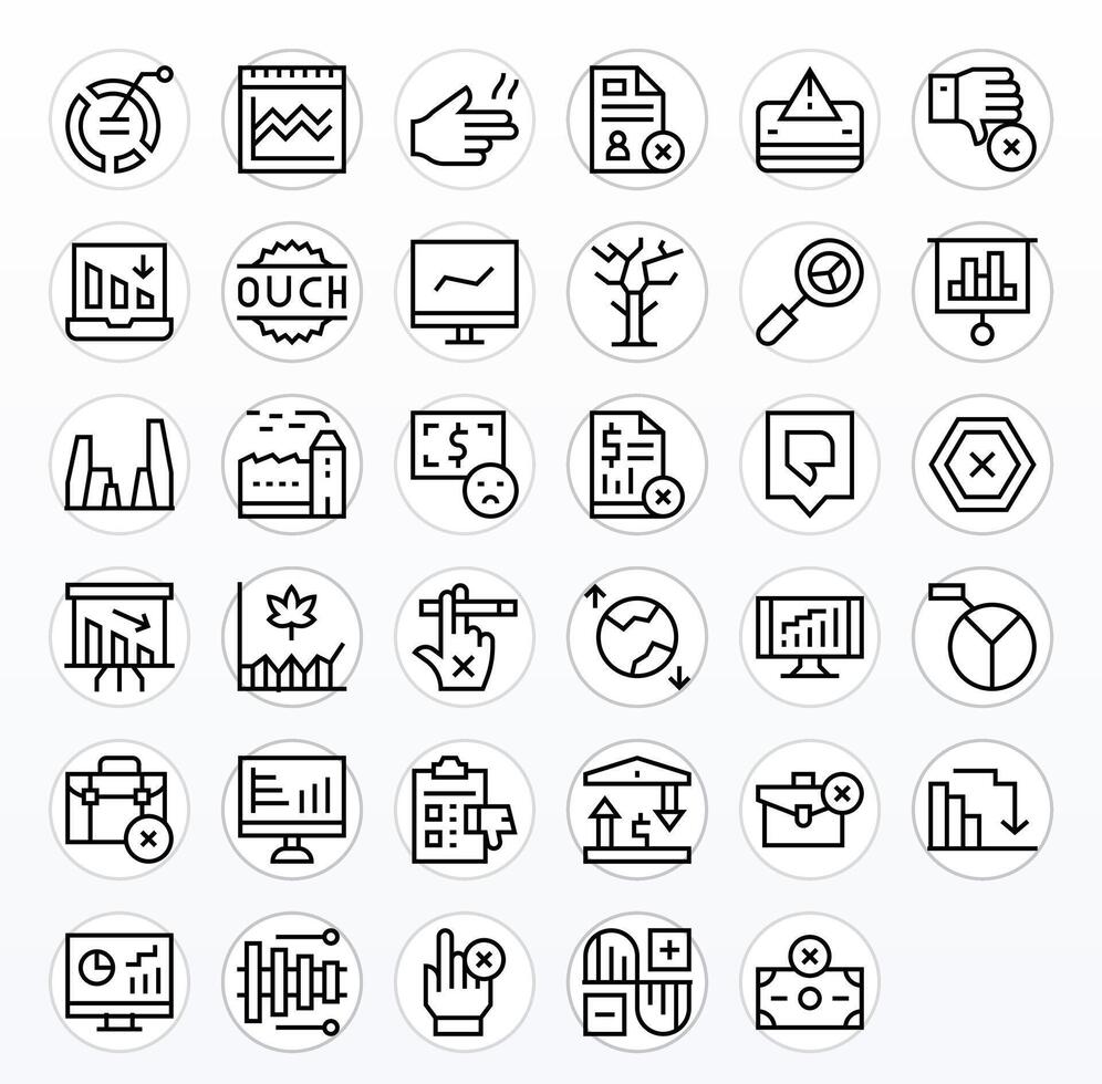 35 Regular Line Icons for Decline in crisp 128x128 Display Perfect resolution vector
