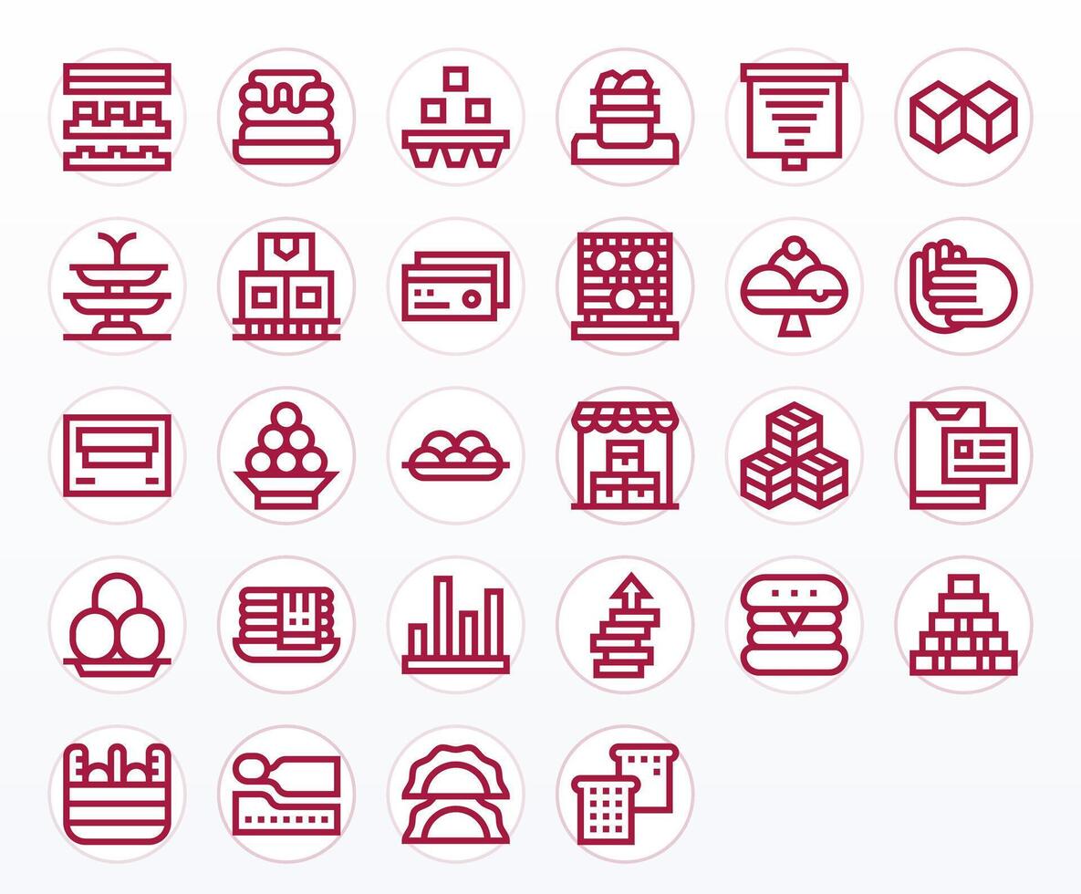 28 PIXEL Perfect Bold Line Icons designed for Stacked Interface vector
