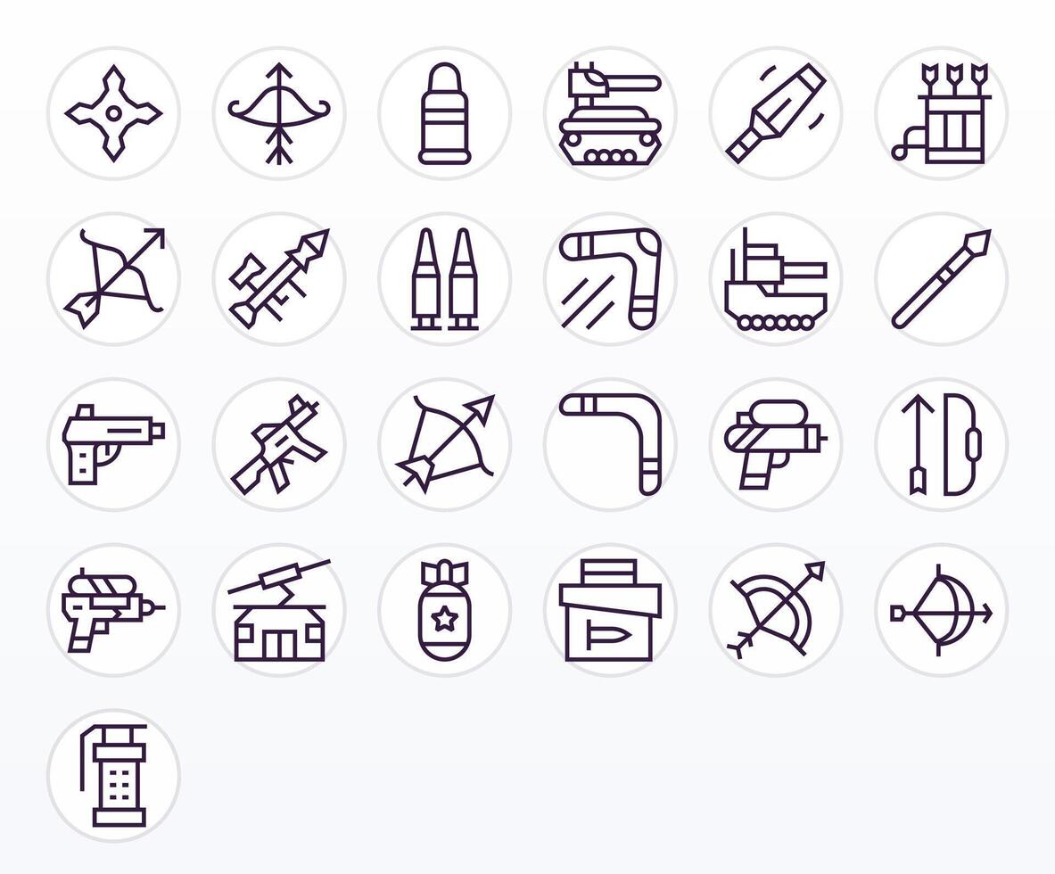 25 64x64 Regular Line Icons optimized for Projectile Display Perfect display vector