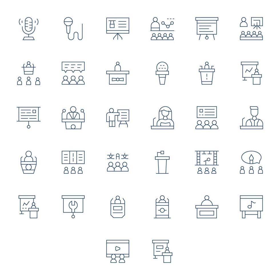 Lecture featuring 32 Retina Ready Icons in Thin Line Design vector