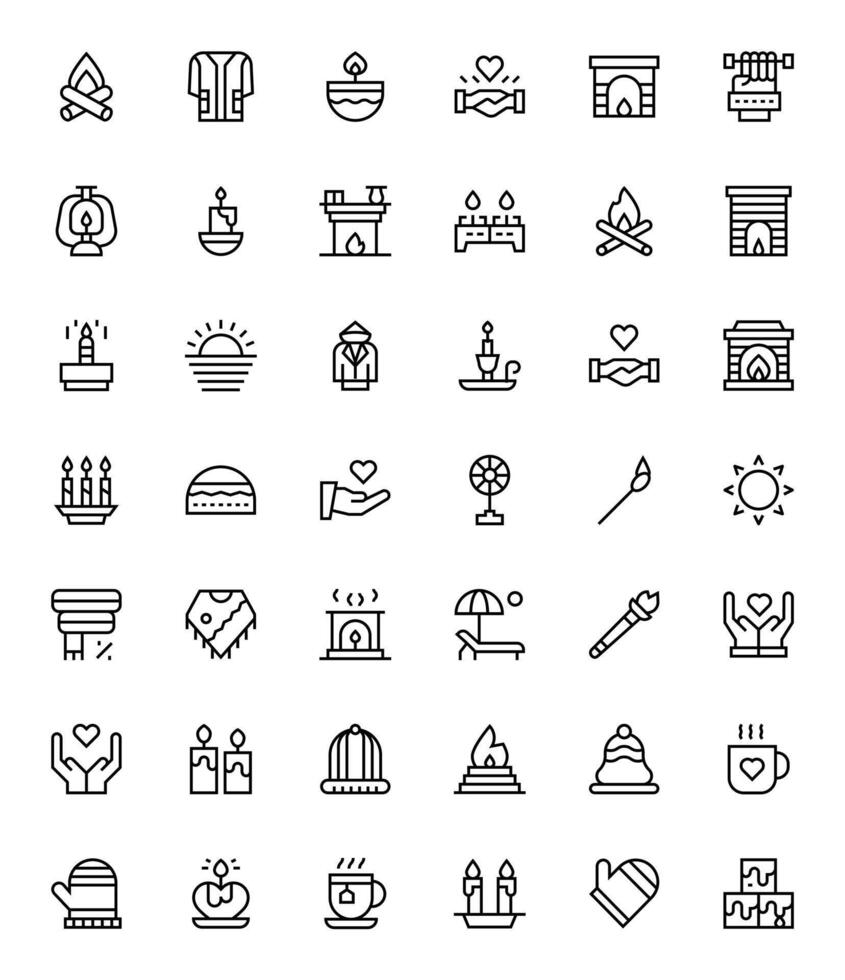 42 Editable Regular Line Icons from Warmth Collection vector