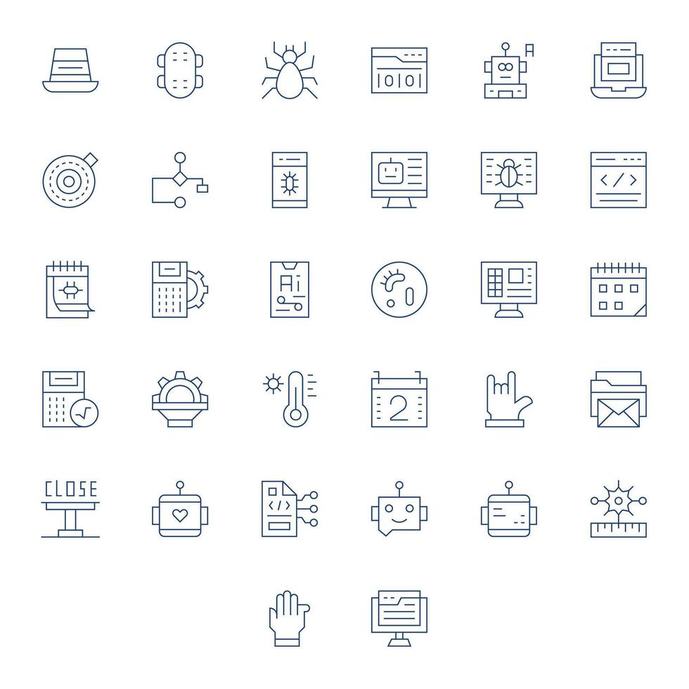 Program Visual Pack containing 32 Thin Line Editable Icons vector