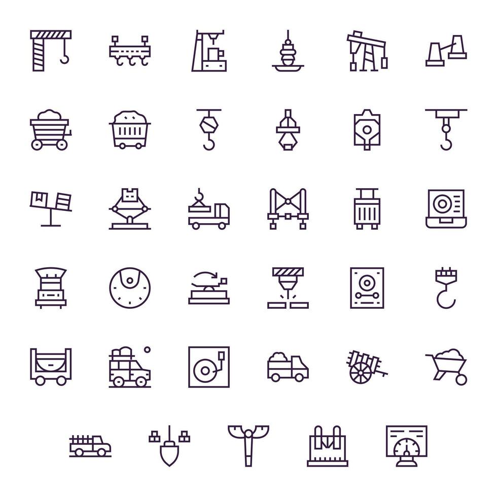 35 128x128 Icons for Load in Editable Regular Line Format vector