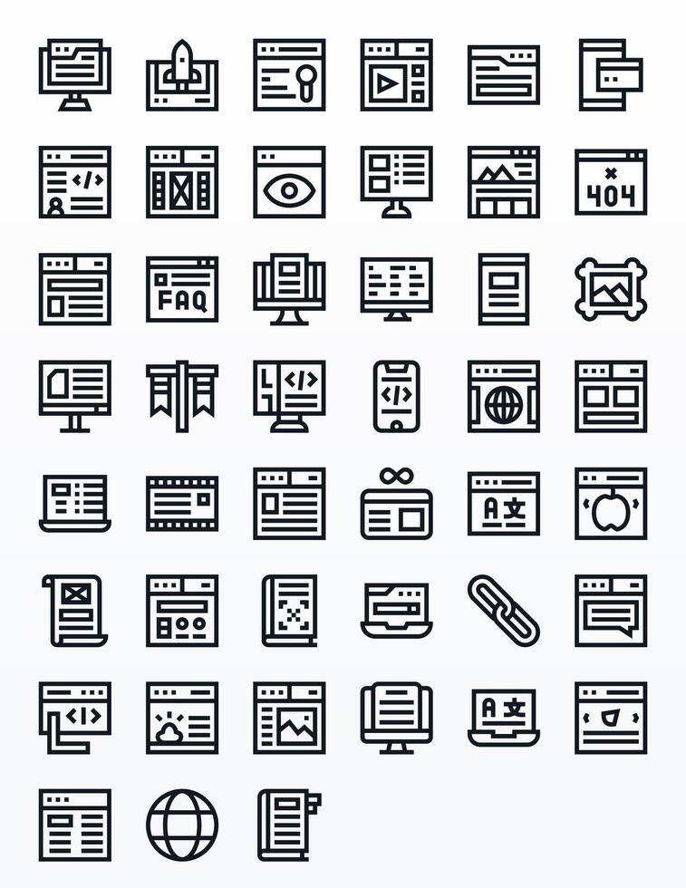 45 Bold Line Pixel Aligned Icons for Webpage Graphics vector