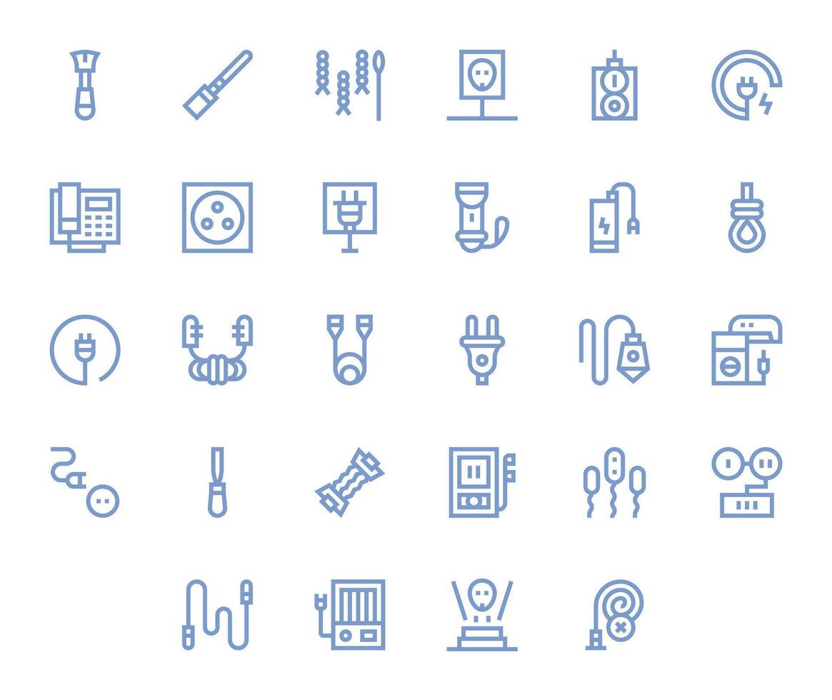 28 PIXEL Perfect High Resolution Icons for Cord in elegant Bold Line design vector