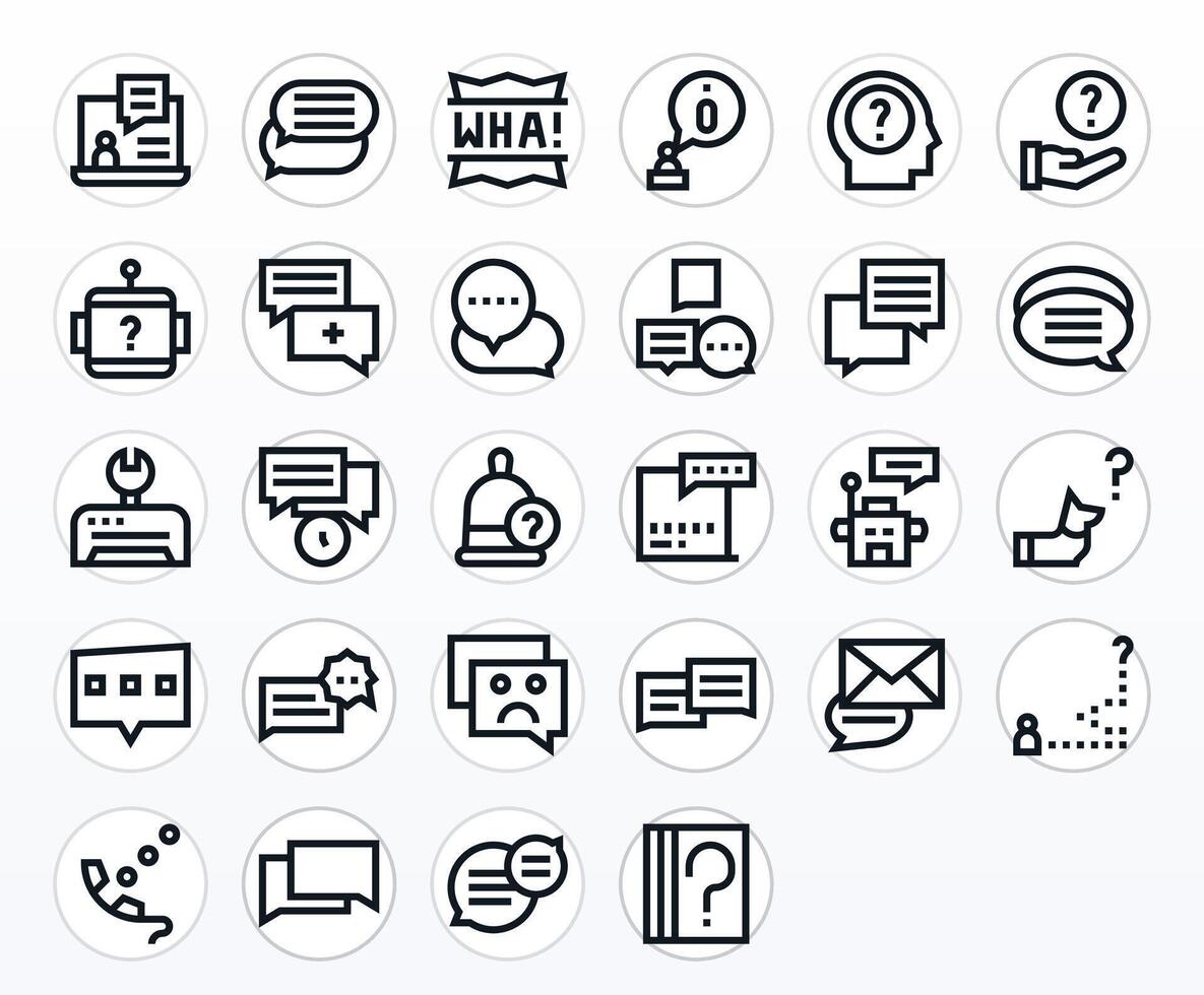 28 Pixel Aligned Bold Line Icons designed for Support Request Interface vector
