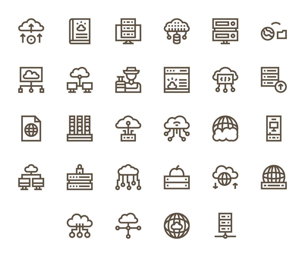 28 Bold Line Icons designed for Hosting in 256x256 PIXEL Perfect format vector