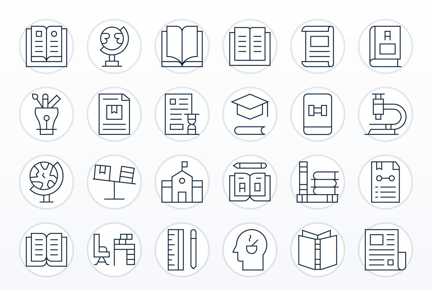 24 Retina Ready Thin Line Icons optimized for Study Pixel Aligned display vector