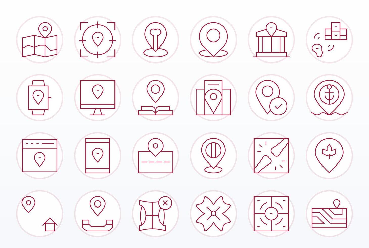 Coordinates Icon Set with 24 Thin Line High Resolution PIXEL Perfect Graphics vector
