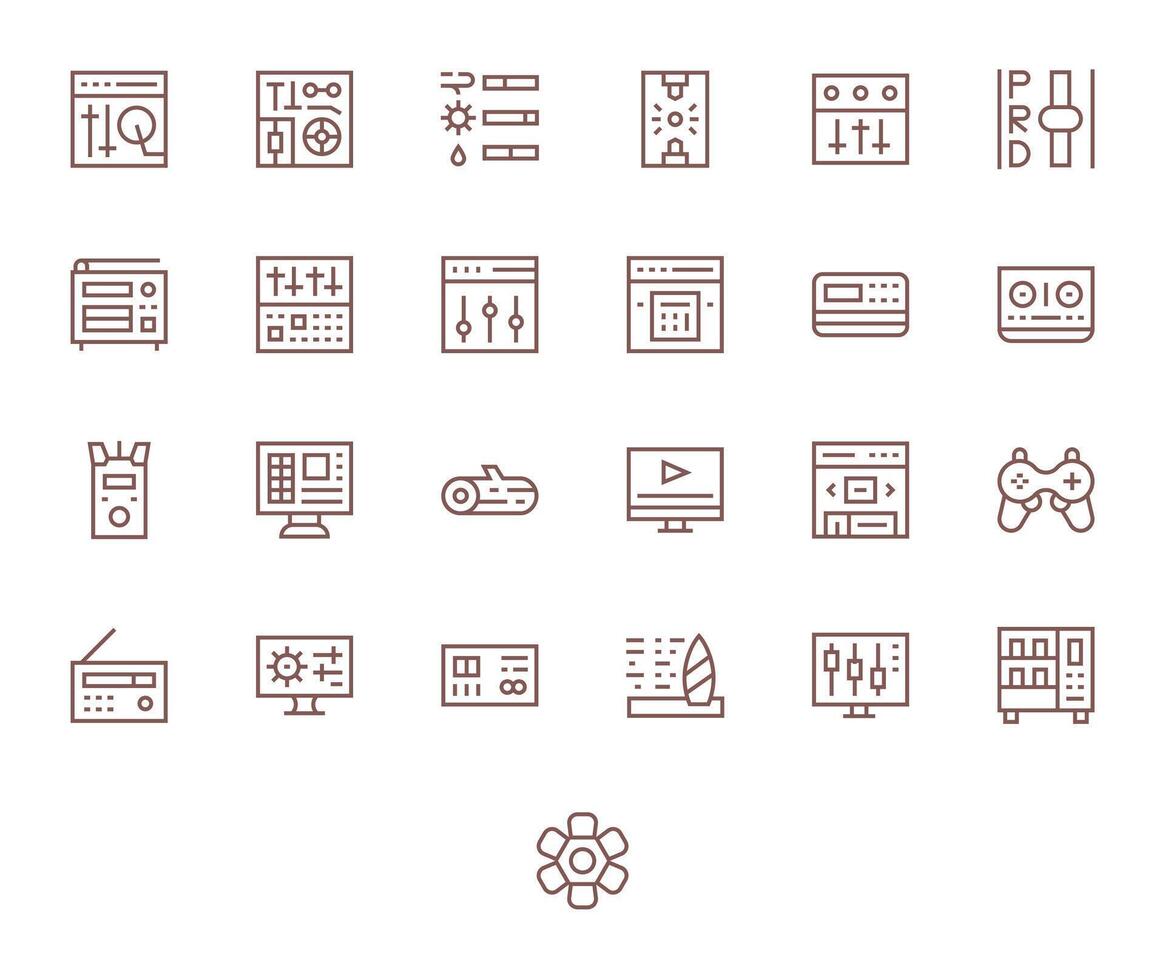 control S icono conjunto con 25 regular línea retina Listo píxel alineado gráficos vector