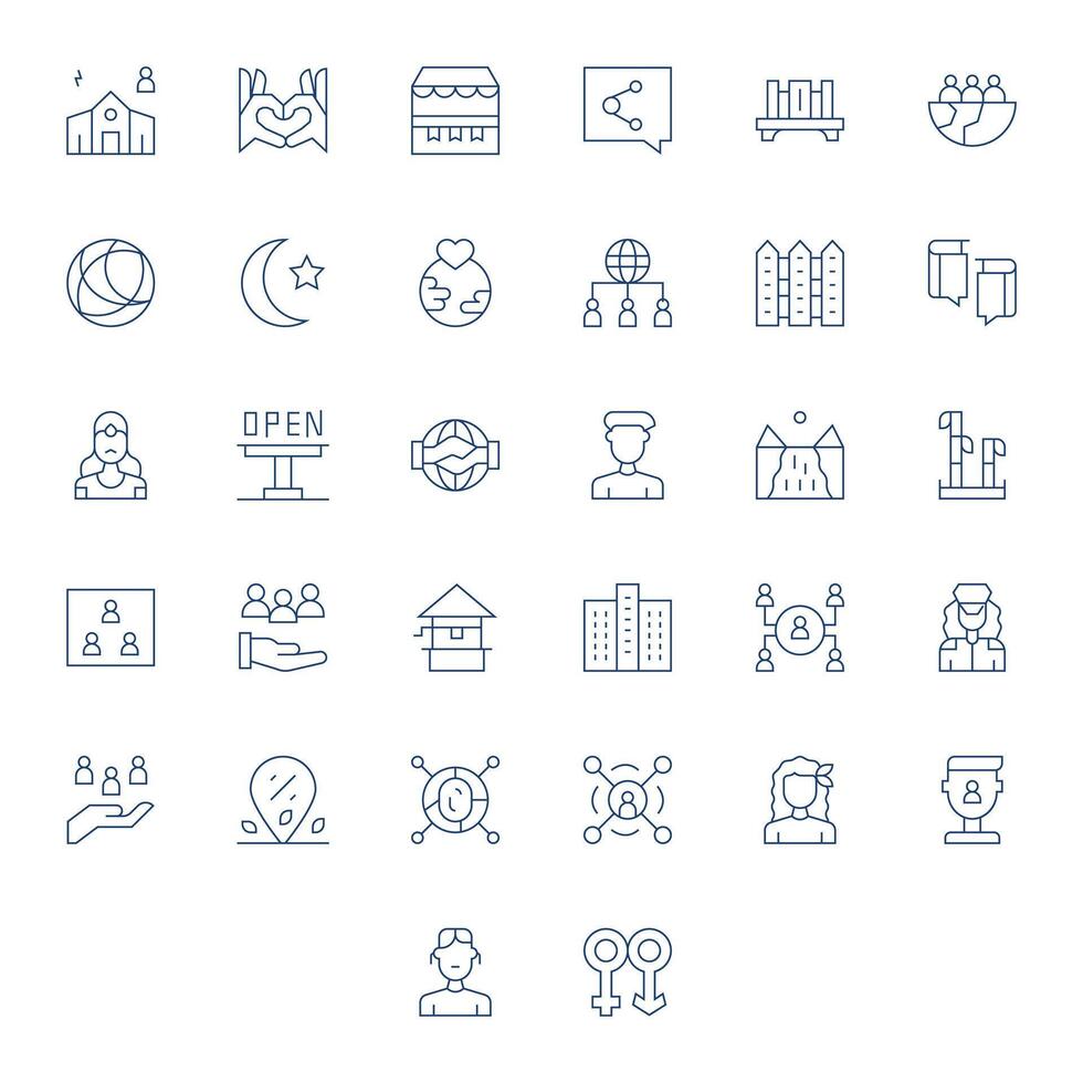 32 Display Perfect Thin Line Icons designed for Community Interface vector