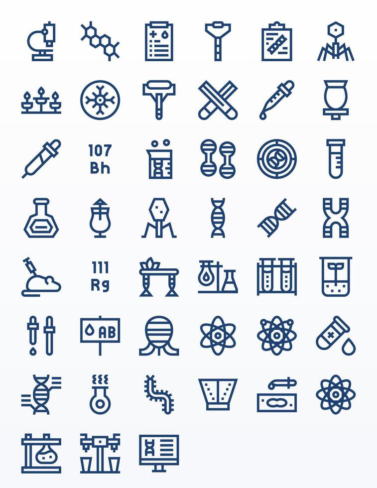45 Bold Line Icons designed for Laboratory in 128x128 Grid Fitted format vector