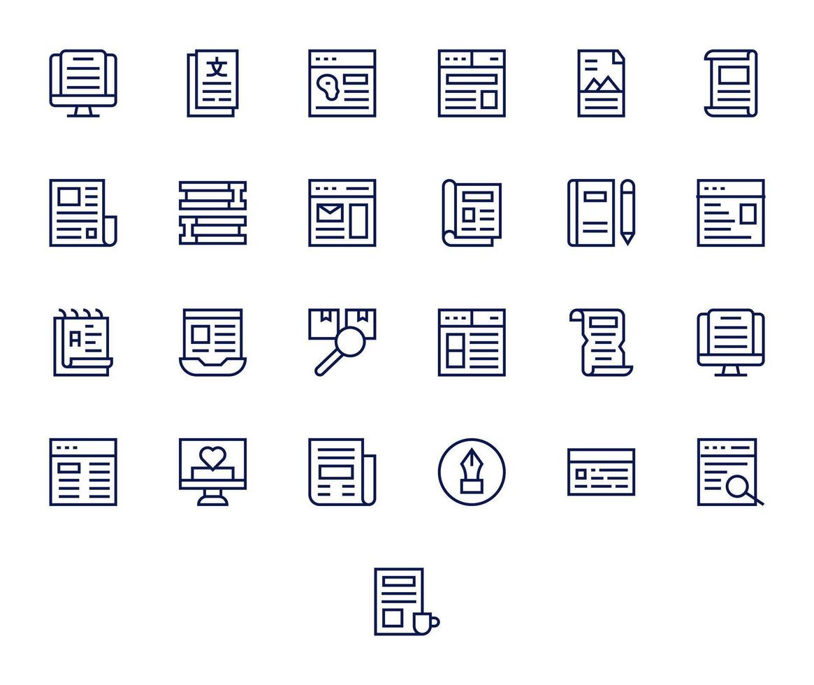 25 256x256 Regular Line Pixel Optimized Icons for Article Projects vector