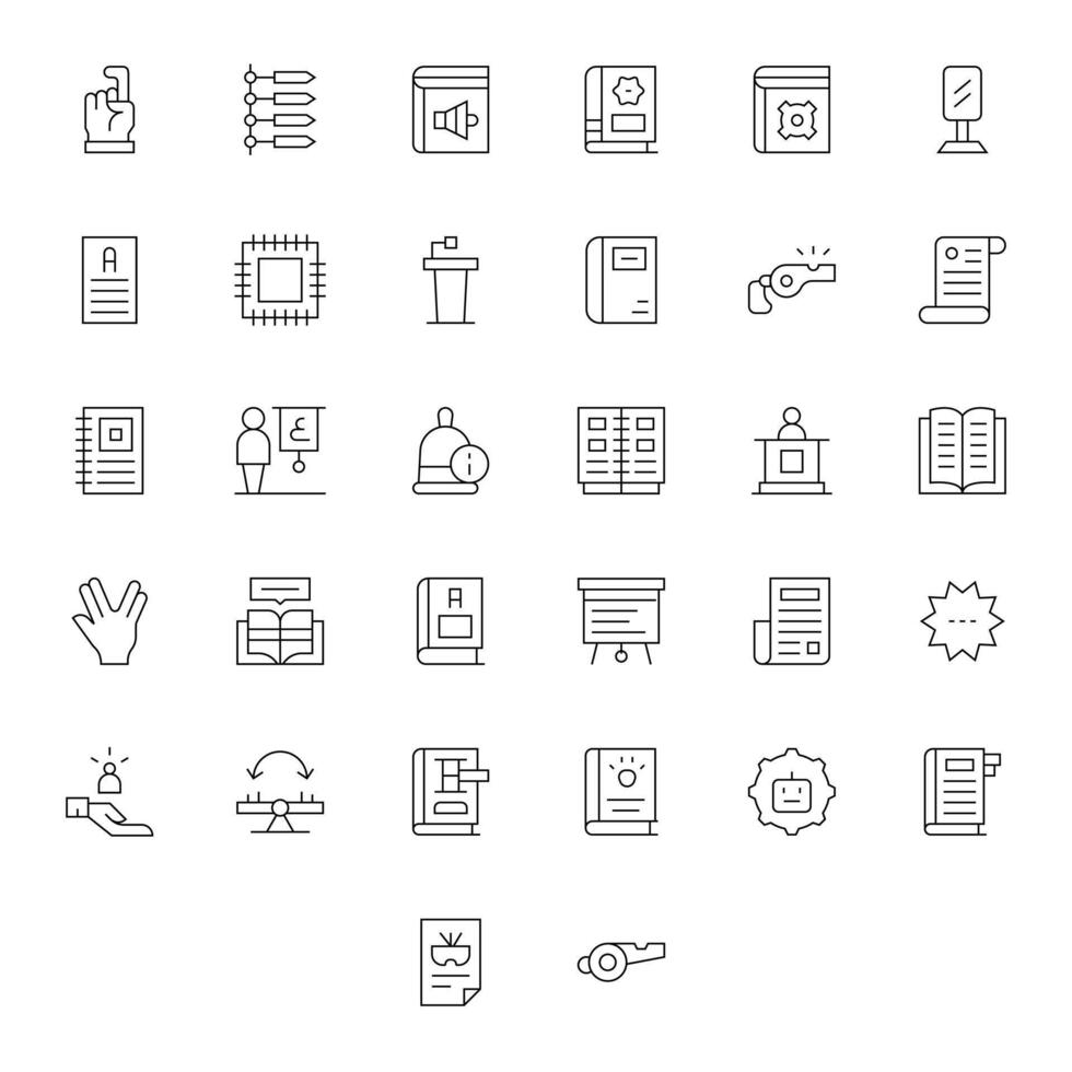 32 Thin Line Icons designed for Instruction in 64x64 Detail Enhanced format vector