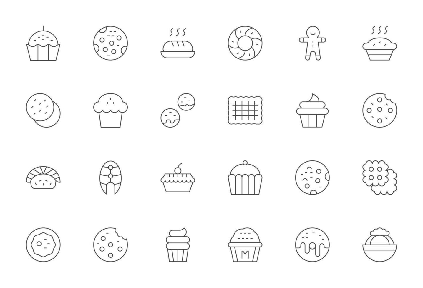 24 Thin Line Icons for Baked in crisp High Resolution Pixel Optimized resolution vector