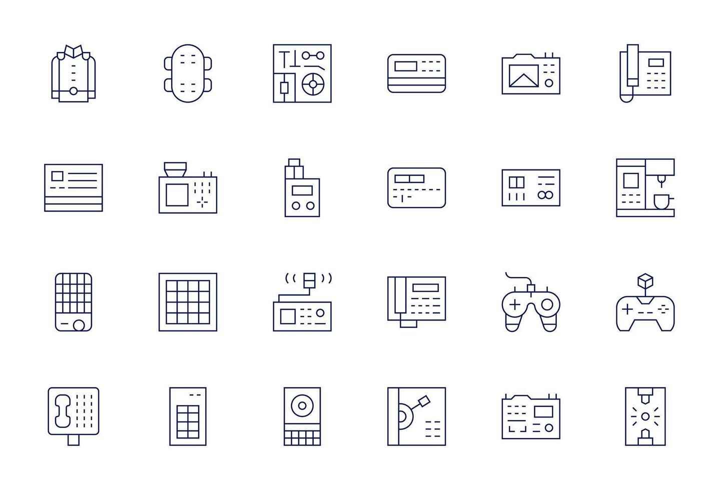 24 Display Perfect Thin Line Icons designed for Buttons Interface vector