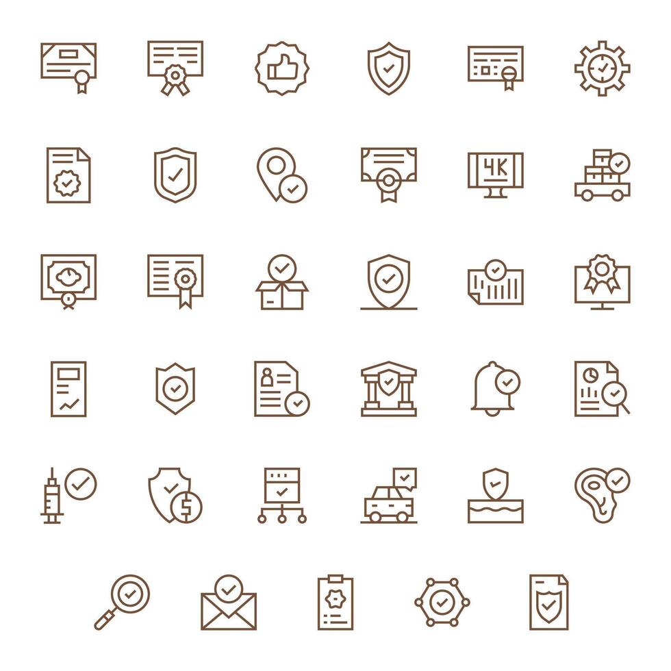 35 High Resolution Icons for Approved in Pixel Optimized Regular Line Format vector