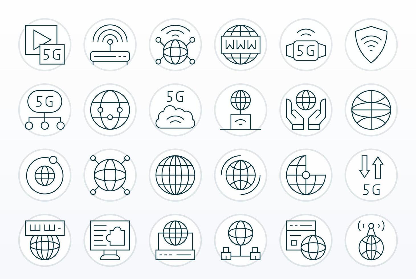 Internet Access Icon Repository containing 24 Thin Line 256x256 Editable graphics vector