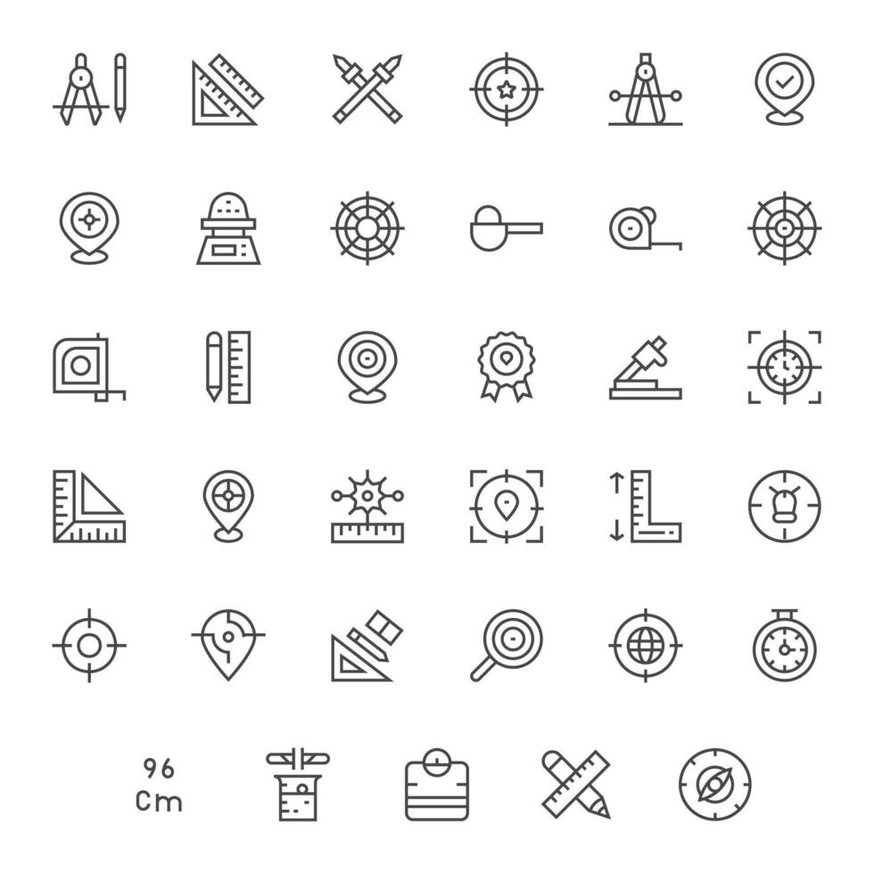 35 regular línea editable íconos hecho a mano para preciso alto resolución aplicaciones vector