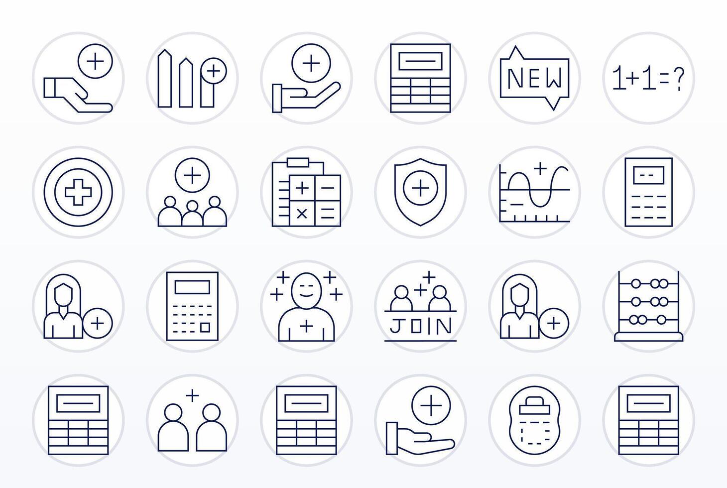 24 Thin Line Icons designed for Addition in 64x64 Pixel Aligned format vector