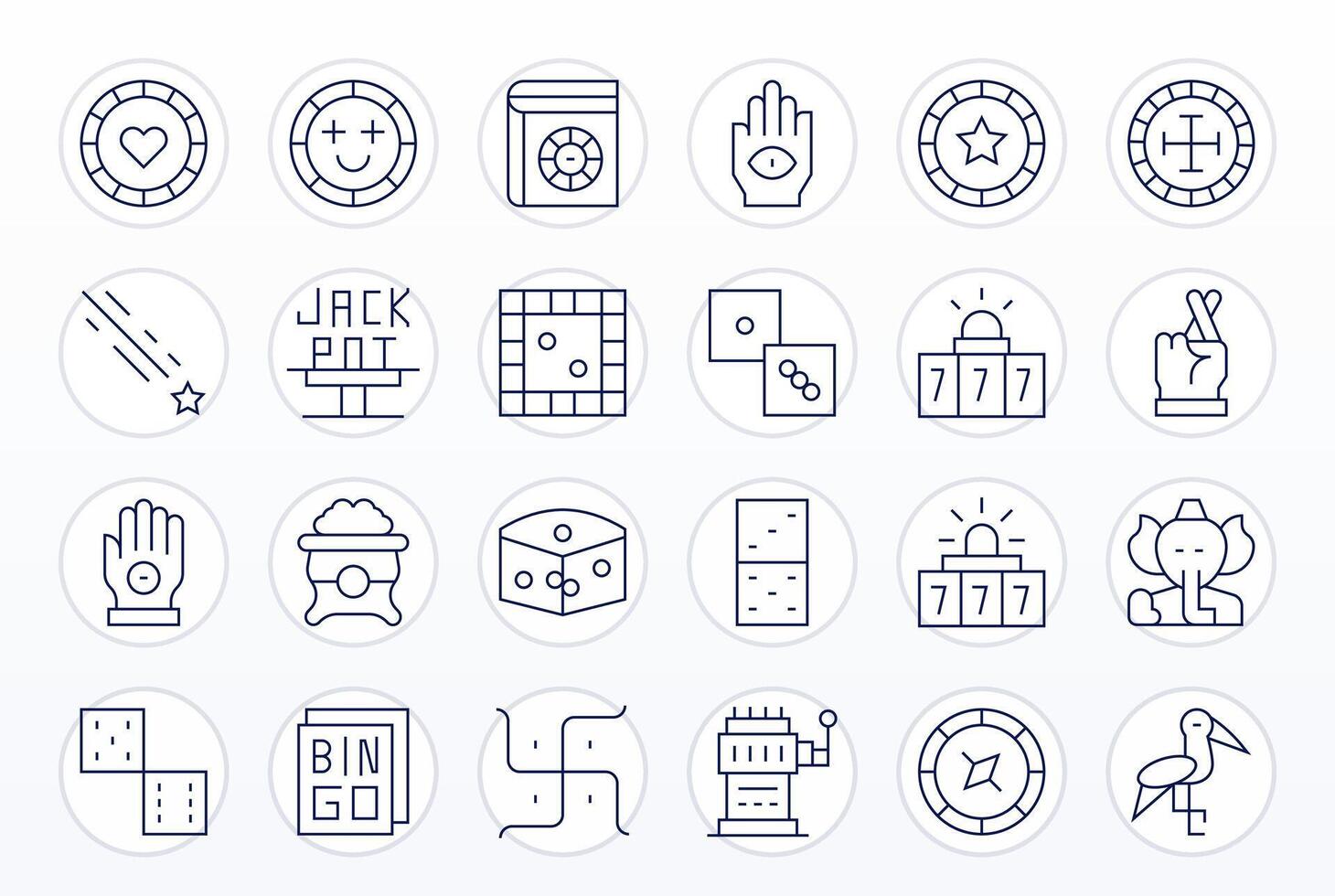Luck Scalable Set featuring 24 Grid Fitted Thin Line 128x128 Icons vector