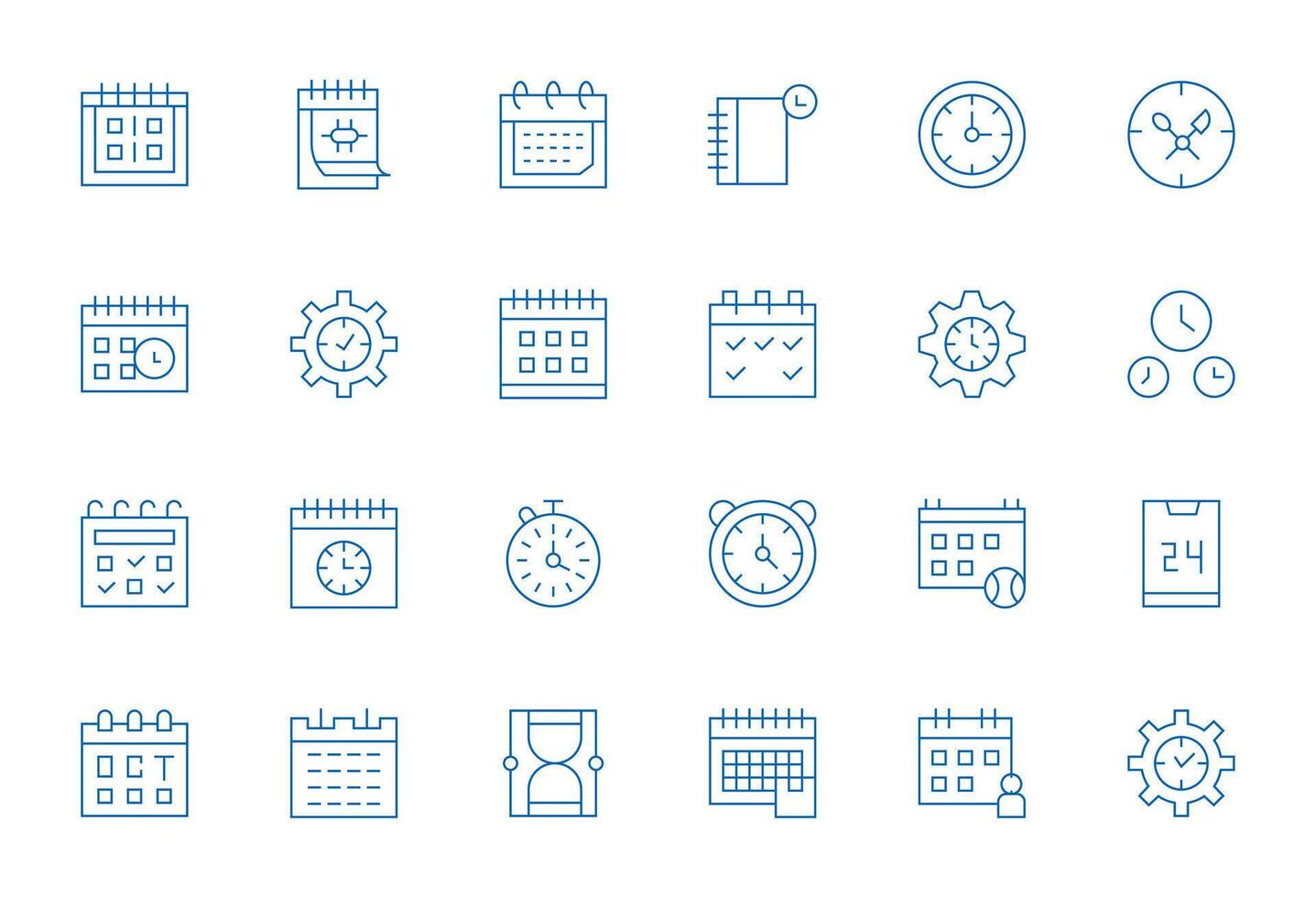 Thin Line Pixel Optimized Icons from Time Management Set with 24 Retina Ready Icons vector
