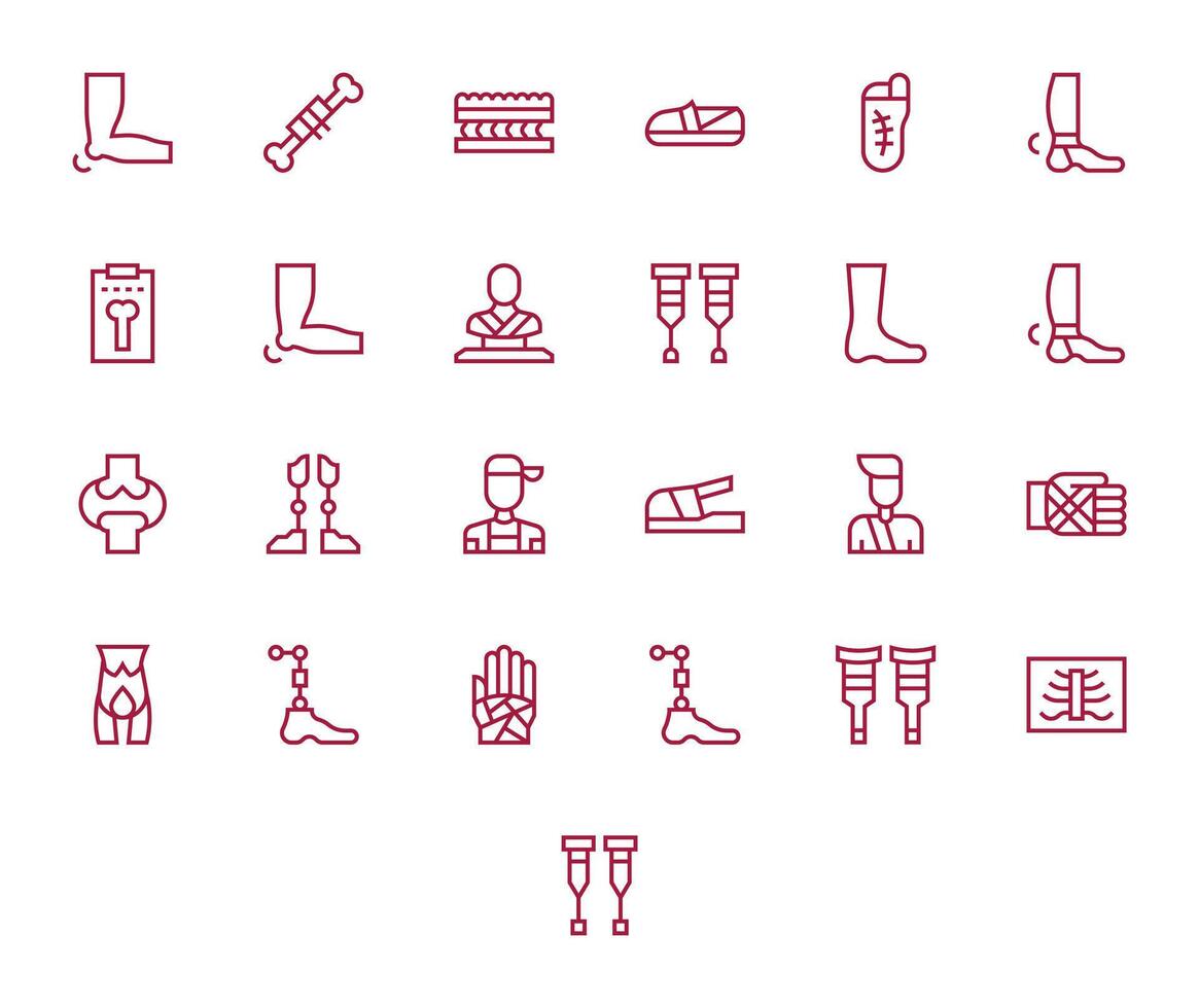 25 Icons for Orthopedic optimized in Editable High Resolution Regular Line resolution vector