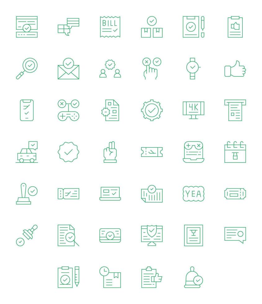 Confirmation Complete Package with 40 High Resolution Thin Line PIXEL Perfect Icons vector