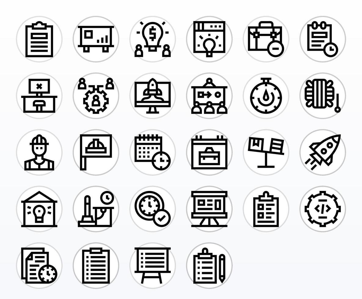 Project Comprehensive Bundle with 28 Editable Bold Line 256x256 Icons vector