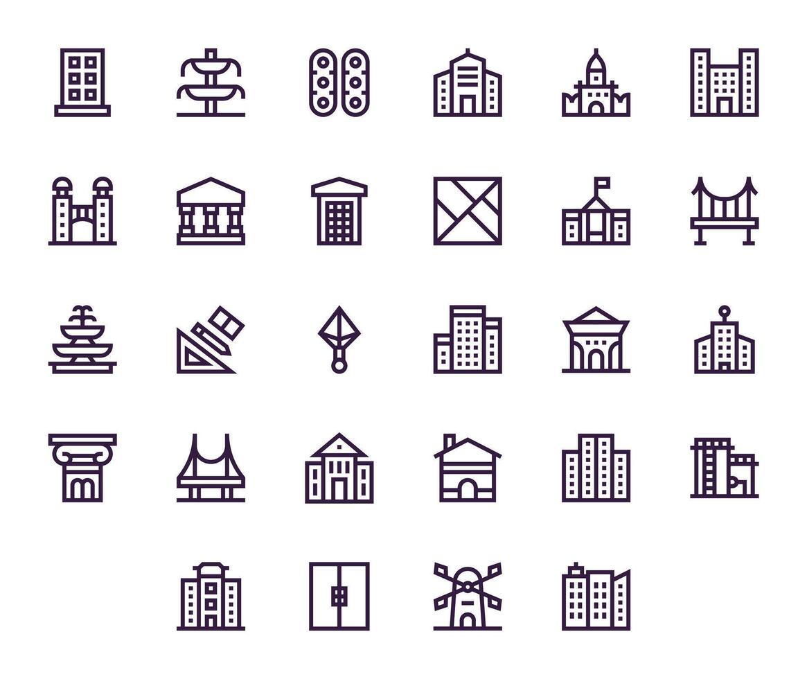 28 Bold Line Icons designed for Architecture in 128x128 Editable format vector