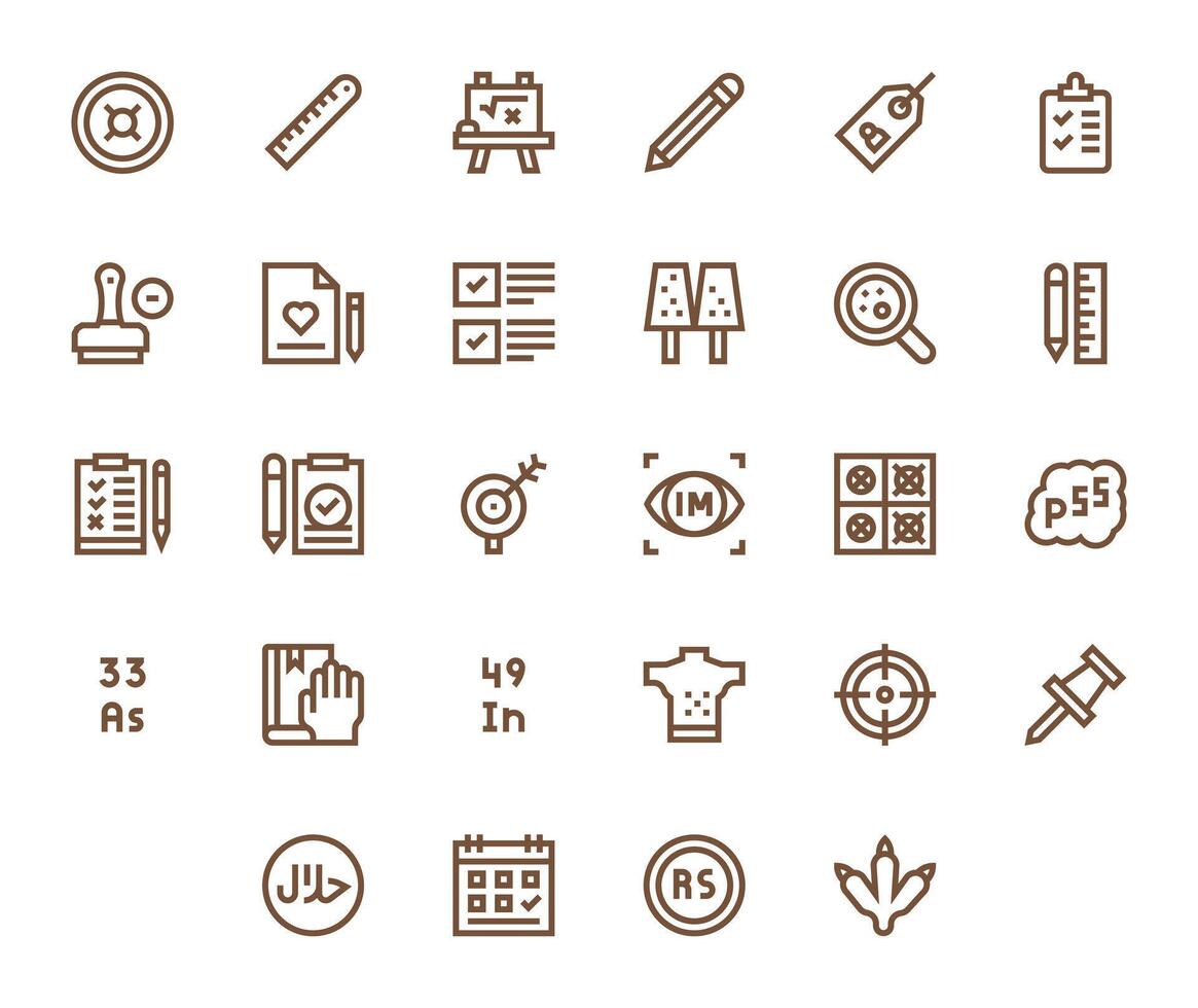 28 Bold Line Pixel Aligned Icons for Mark Graphics vector