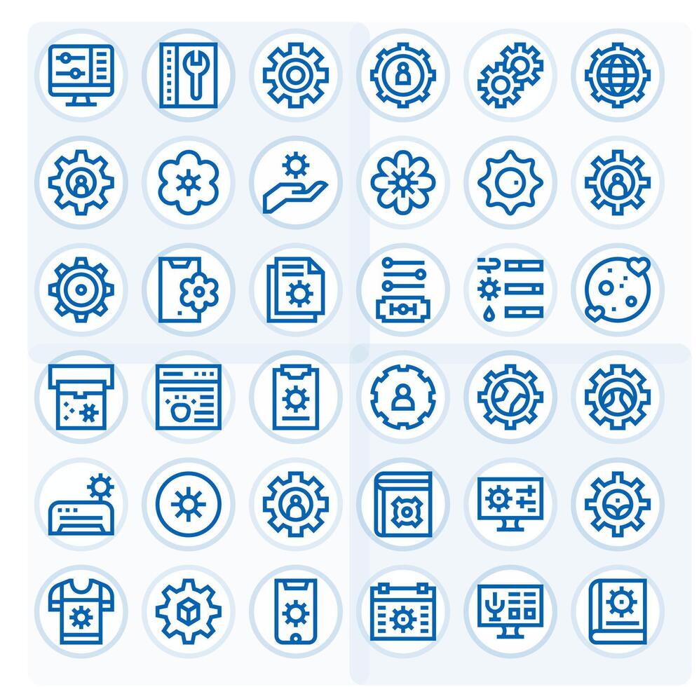 Customization Icon Set with 36 Bold Line High Resolution Pixel Aligned Graphics vector