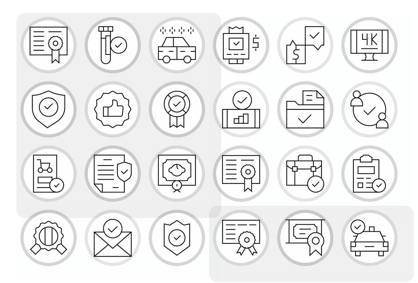 24 128x128 Thin Line Icons for Approved with Editable precision vector