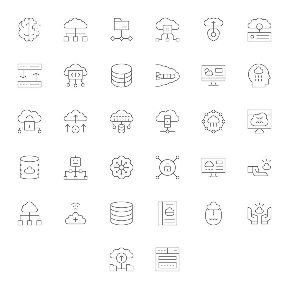 Cloud Computing Ultimate Package with 32 256x256 Thin Line PIXEL Perfect Icons vector