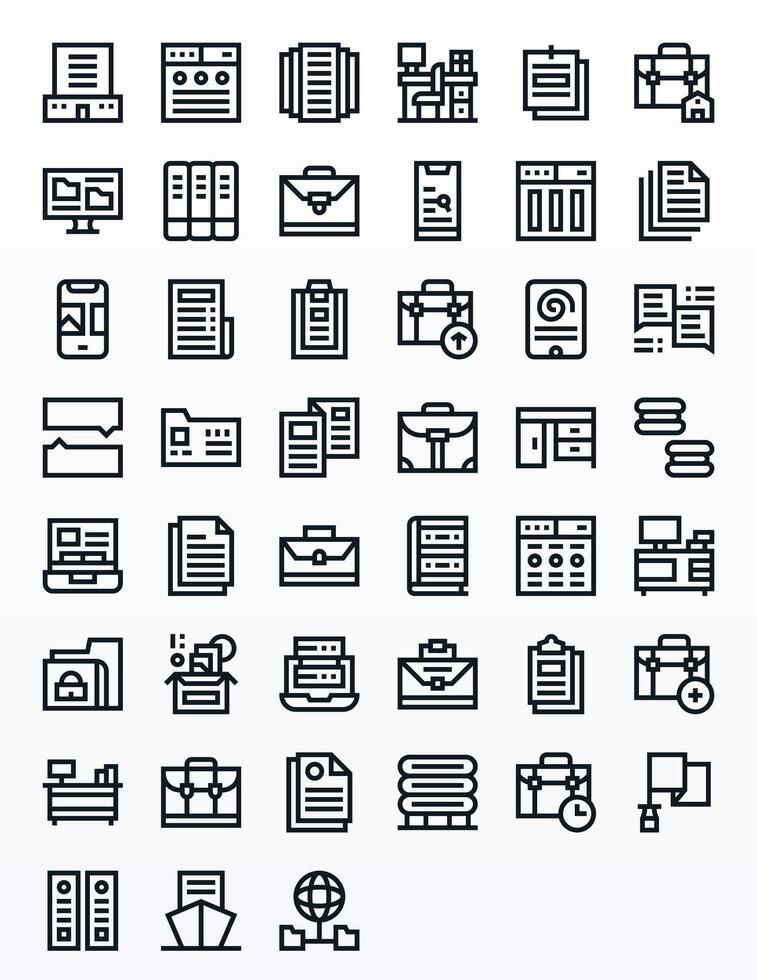 Files 64x64 Icon Pack with 45 Bold Line Display Perfect Elements vector