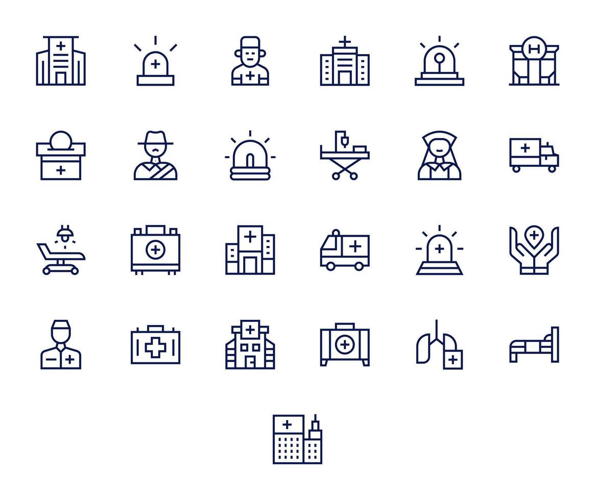 Ambulance Ultimate Package with 25 256x256 Regular Line Editable Icons vector