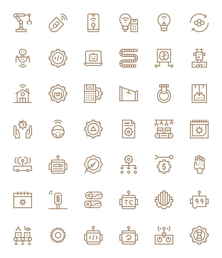 Automation Icon Toolkit featuring 42 Pixel Optimized 256x256 Regular Line elements vector