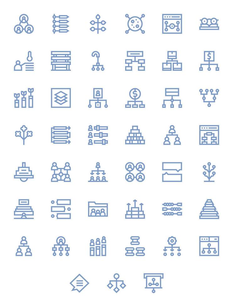 Hierarchy Complete Package with 45 128x128 Bold Line Pixel Aligned Icons vector