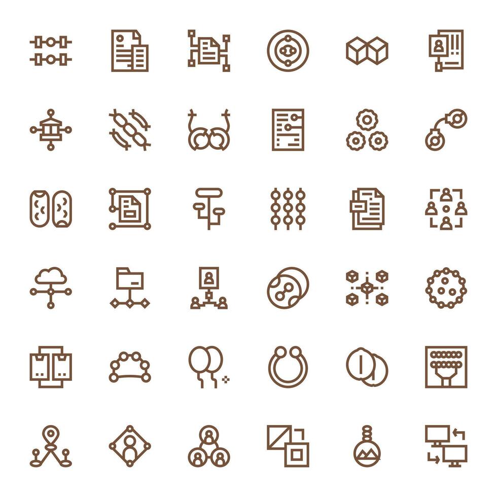 Linked Icon Toolkit featuring 36 Display Perfect 64x64 Bold Line elements vector