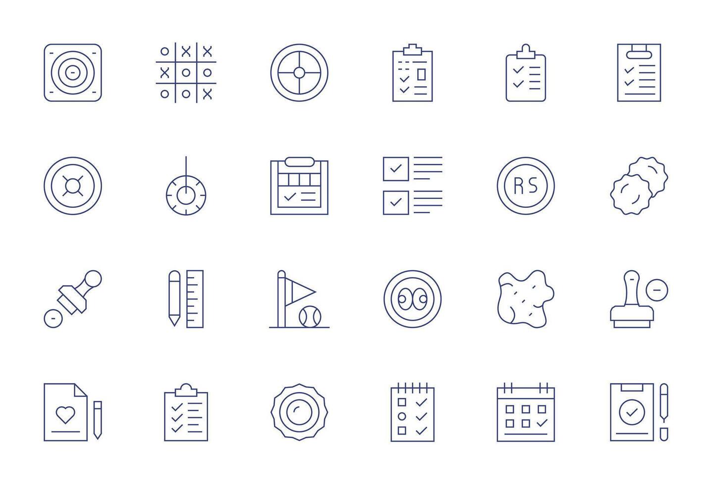Mark Professional Set with 24 Thin Line Pixel Optimized 128x128 Icons vector
