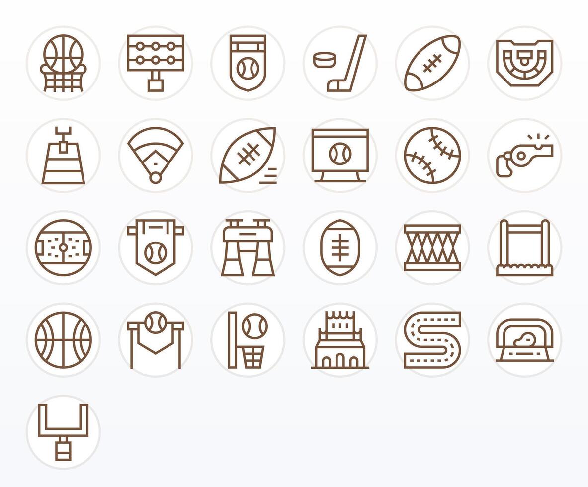 25 regular línea píxel alineado íconos a la medida para estadio alto resolución interfaz vector